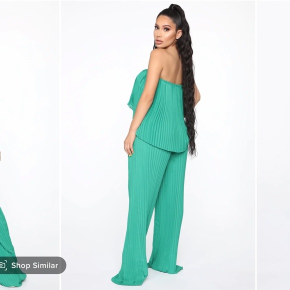 NWT fashion nova conpleat cutie pant set Kelly green - Picture 3 of 8